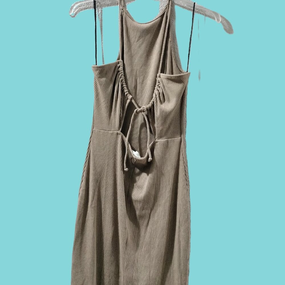 h & m -S-knit dress trims back adjustable tan color